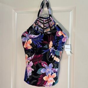 Raisins Black and Purple Bikini Tropical Floral Elegance